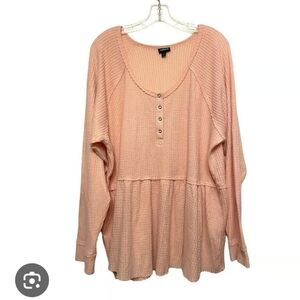 Women's Pink Waffle Knit Top Torrid Plud Size Blush 5 5x